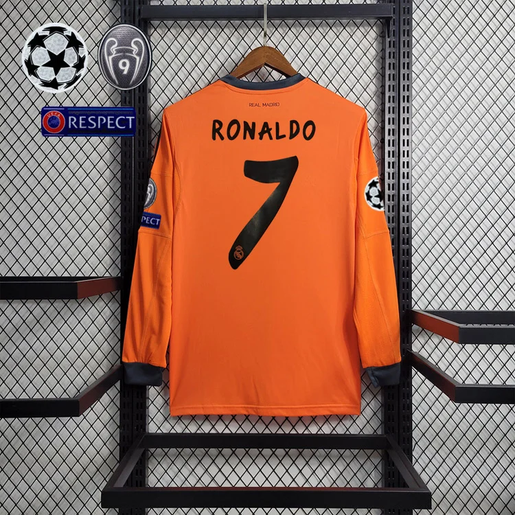 Retro 2013-14 Real Madrid 2 away long-sleeved RONALDO Benzema Bale Sergio Ramos Alonso Di Maria Modric  Football jersey retro