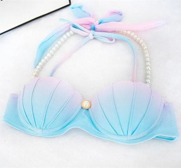 S XL Pastel Mermaid Swimsuit Sea Shell Bikini And Skirt Set SP167361