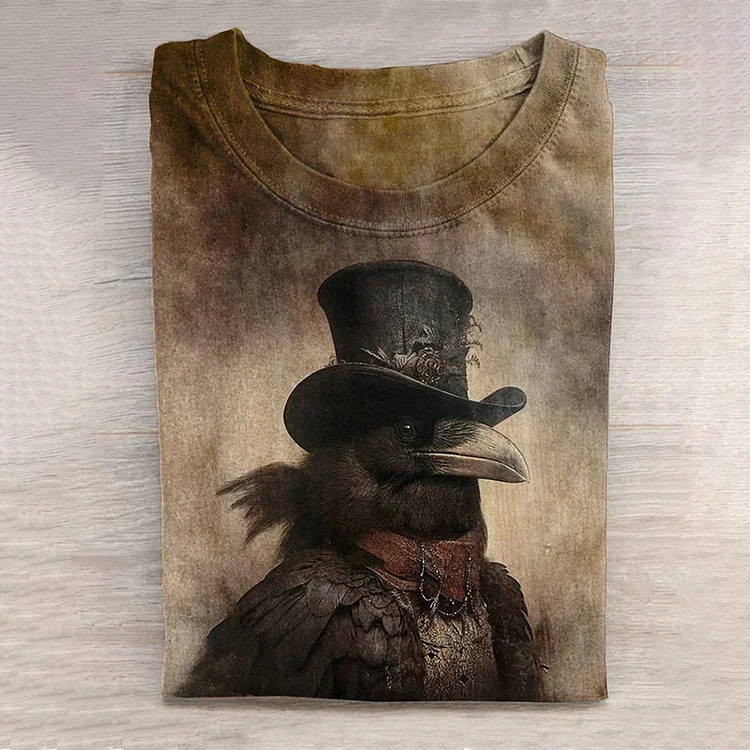 VChics Crow Art Print Casual Long Sleeve T-Shirt
