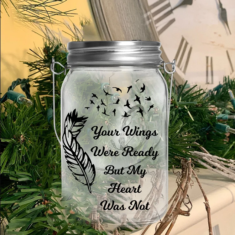 Mason Jar Night Light Your Wings Were Ready But My Heart Was Not Memorial Led Lamp