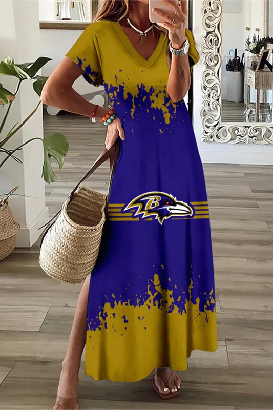 Baltimore Ravens
V-Neck Sexy Side Slit Long Dress