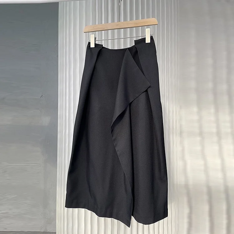Urban Black Irregular Pleated Patchwork Skirt