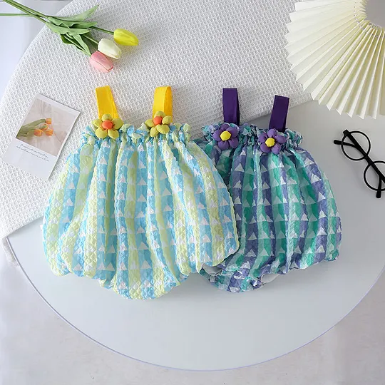 【3M-24M】Girls' Adorable Strap Romper Bodysuit