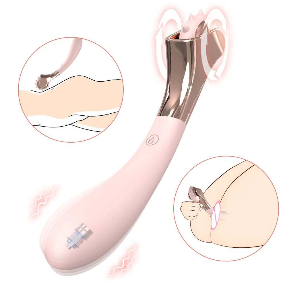 Pin Wheel Roller BDSM Clitoris Stimulator G Spot Nipple Body Massage Vibrator - Rose Toy