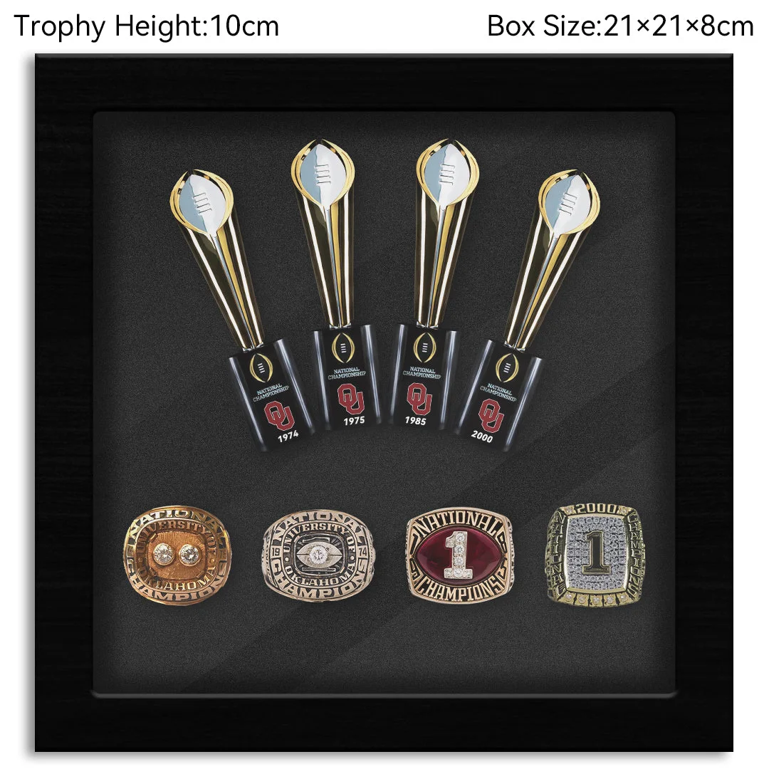Oklahoma Sooners College CFP National Championship NCAA Trophy&Ring Box 4+4