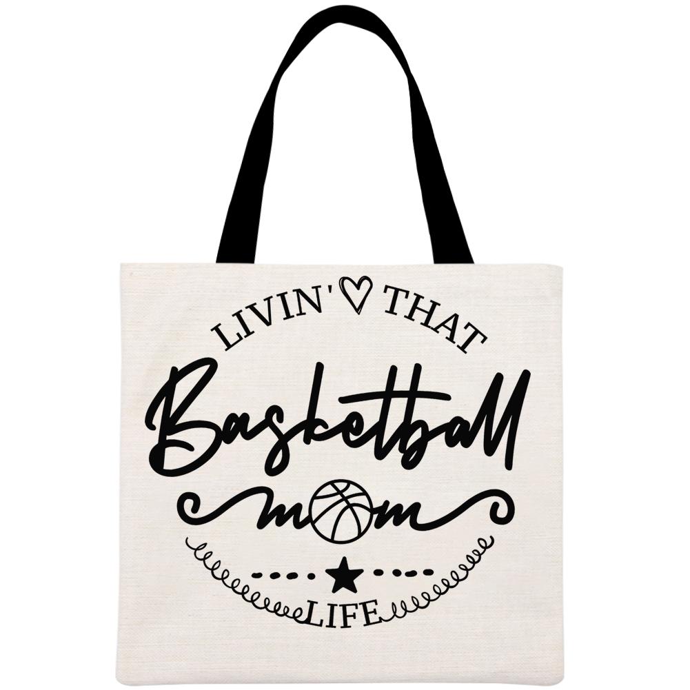 Livin That Basketball Mom Life Printed Linen Bag-Guru-buzz