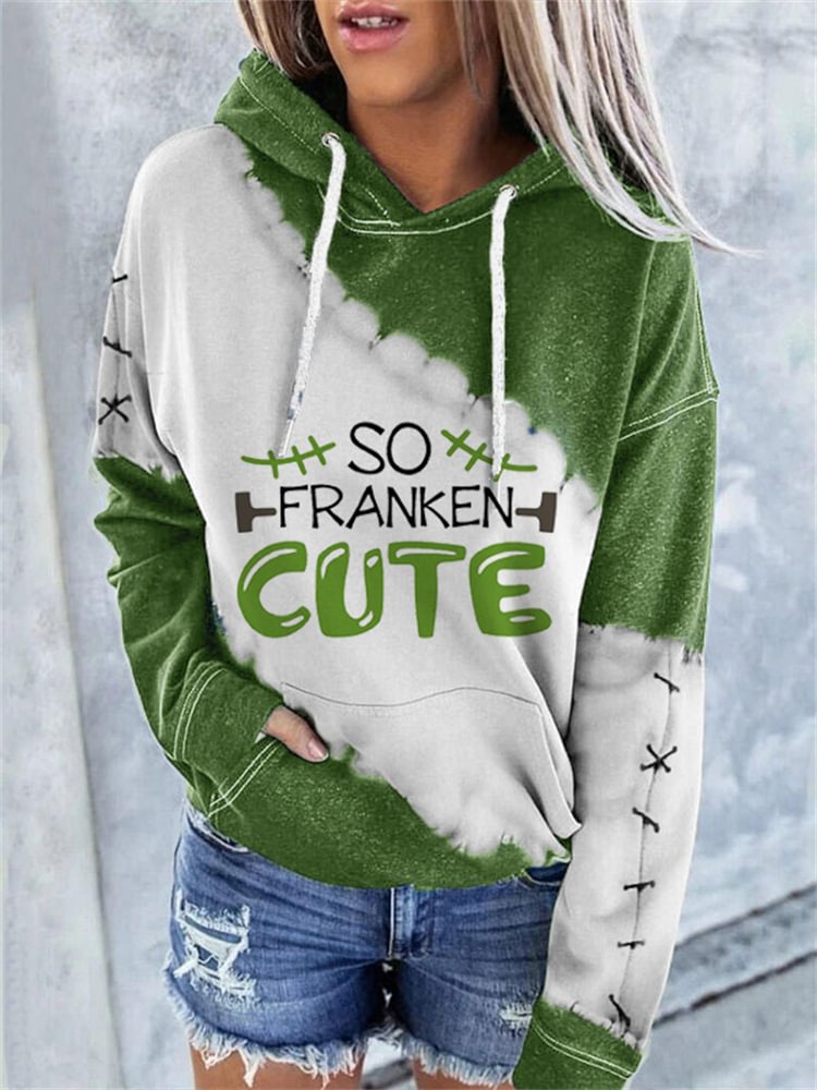 Halloween So Franken Cute Tie Dye Hoodie