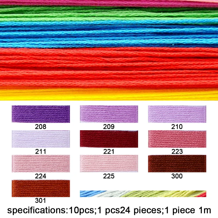 Spring Brand - 7/10 PCS Egyptian Cotton Cross Stitch Thread Craft Floss Ideal for Arts & Crafts