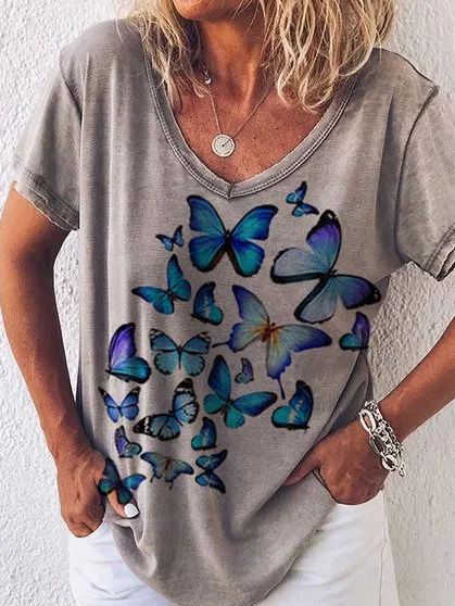 Bestdealfriday Short Sleeve Printed Floral Cotton Blend Shirts Tops 9344809
