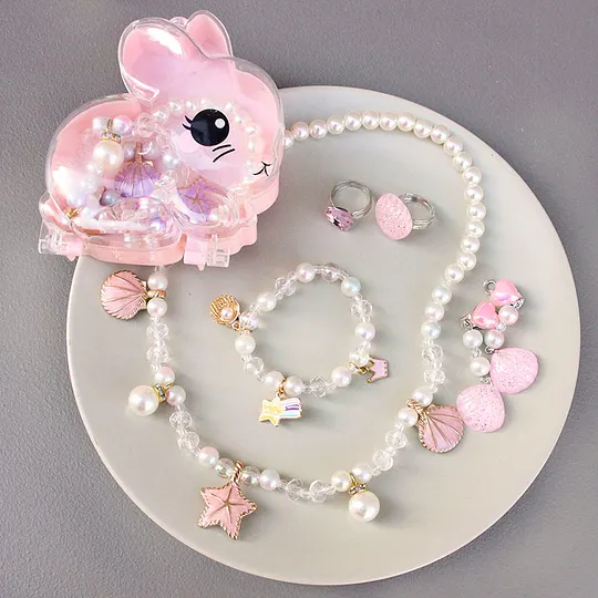 6-piece Girls Cute Unicorn Jewelry Set With Bunny Box