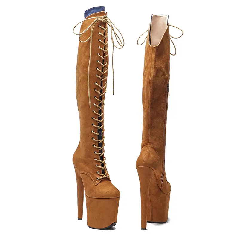 VCshoes 20CM/8inches Color Matching Boots Super High Heel Platform Boot Model Nightclub High Boots Knee High Boots 5B