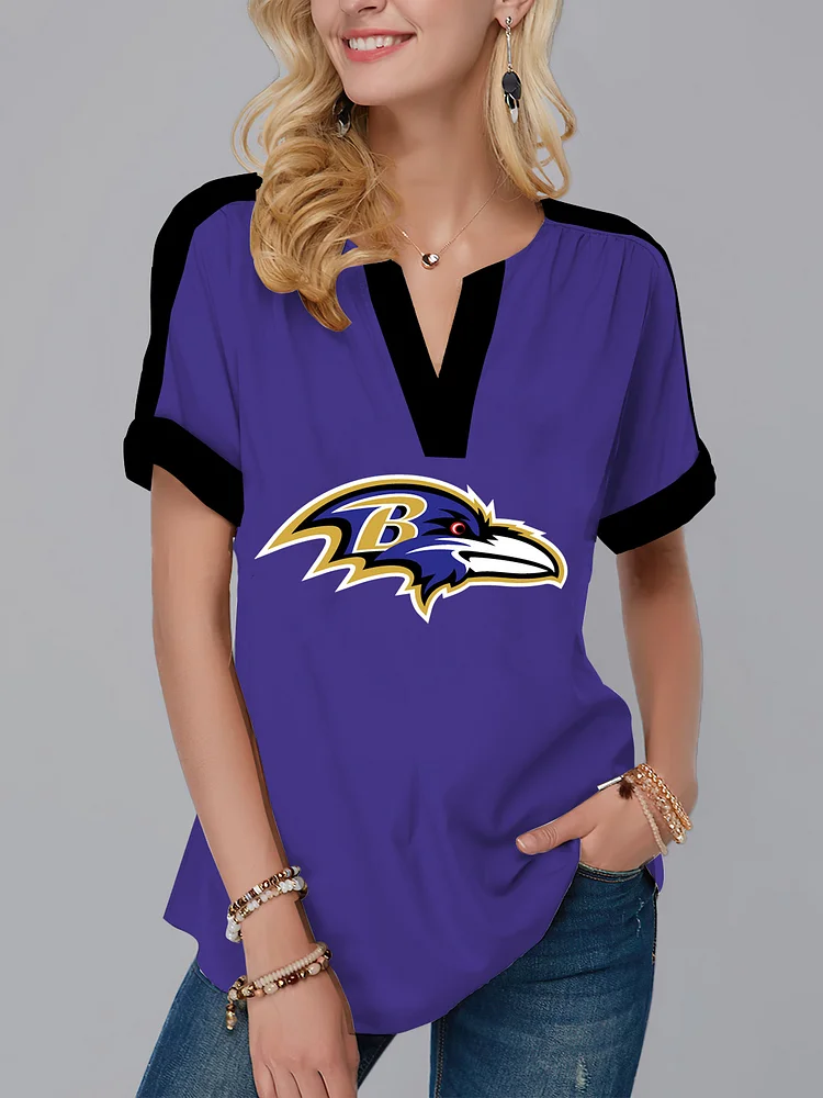 Baltimore Ravens Fashion Short Sleeve V-Neck Shirt