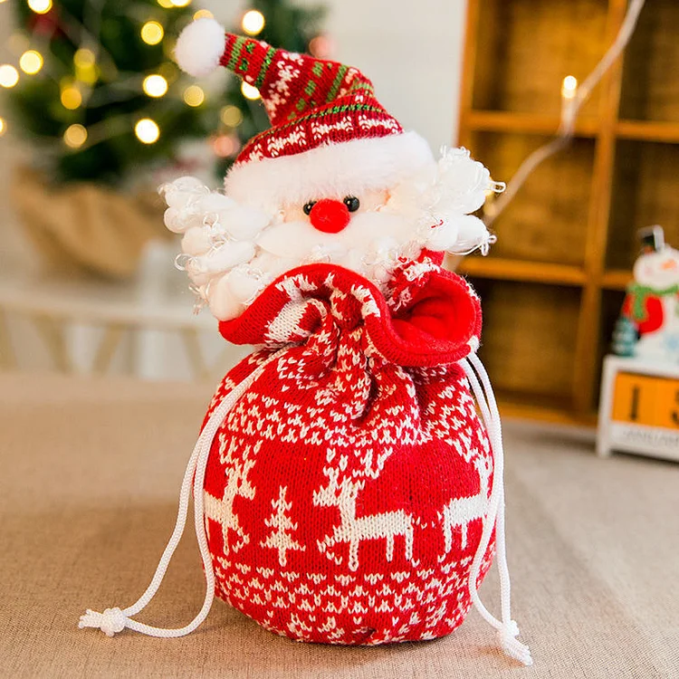 Christmas Reindeer Snowman Snowflake Drawstring Ornament Bag