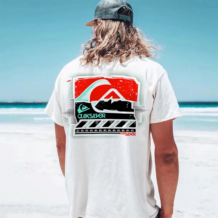 Mens Quiksilver Tri Wave Print Casual T-shirt