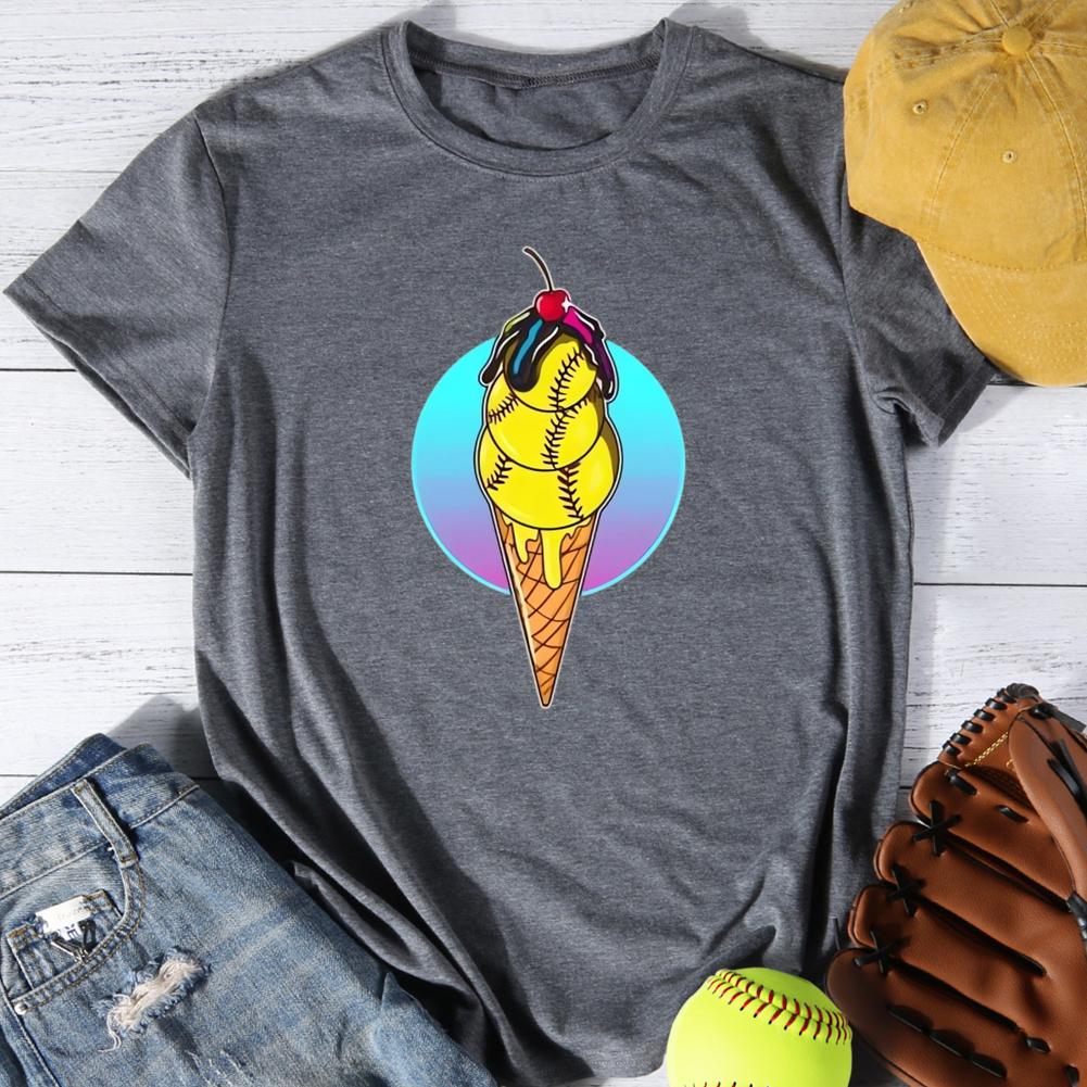 Softball ice cream Round Neck T-shirt-0025046-Guru-buzz