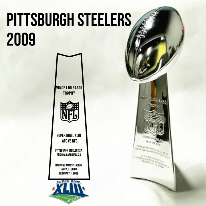 [NFL]2009 Vince Lombardi Trophy, Super Bowl 43, XLIII Pittsburgh Steelers