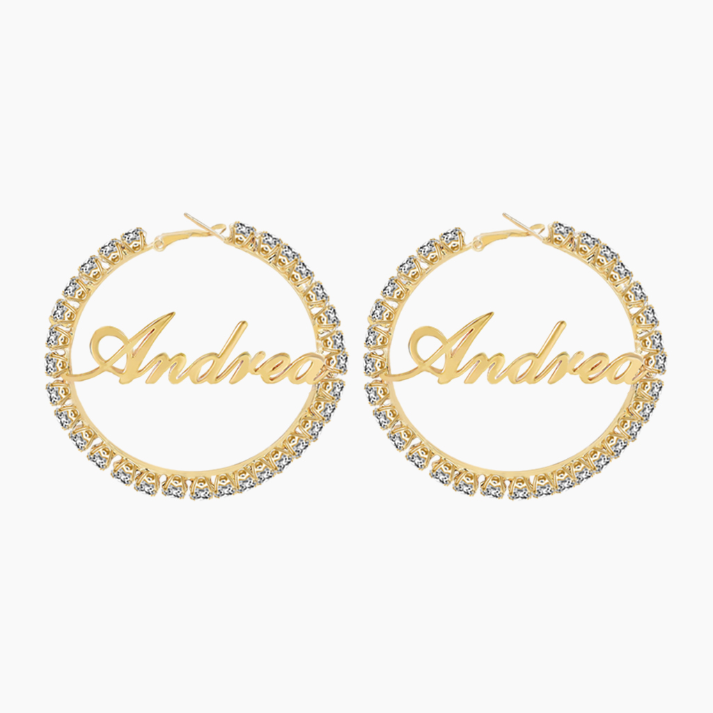 Stainless Steel Gold Stone-Set Earrings