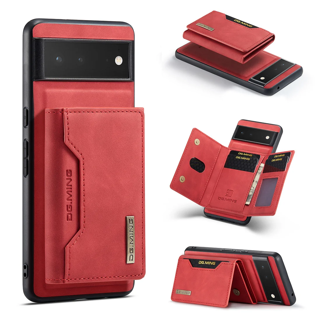 Retro Leather Detachable Magnetic Wallet Phone Case With Cards Slot And Kickstand For Google Pixel 6/6A/6 Pro/7/7 Pro/8/8 Pro