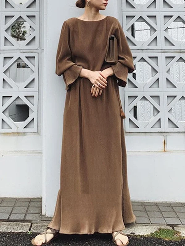 Original Solid Long Sleeve Dress