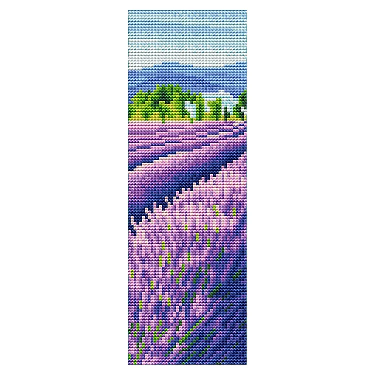11CT Stamped Double-Sided Lavender Field Embroidery Bookmarks 18x6cm for Kids gbfke
