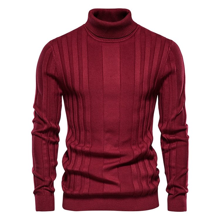Men's Casual Solid Color Turtleneck Pullover Sweater