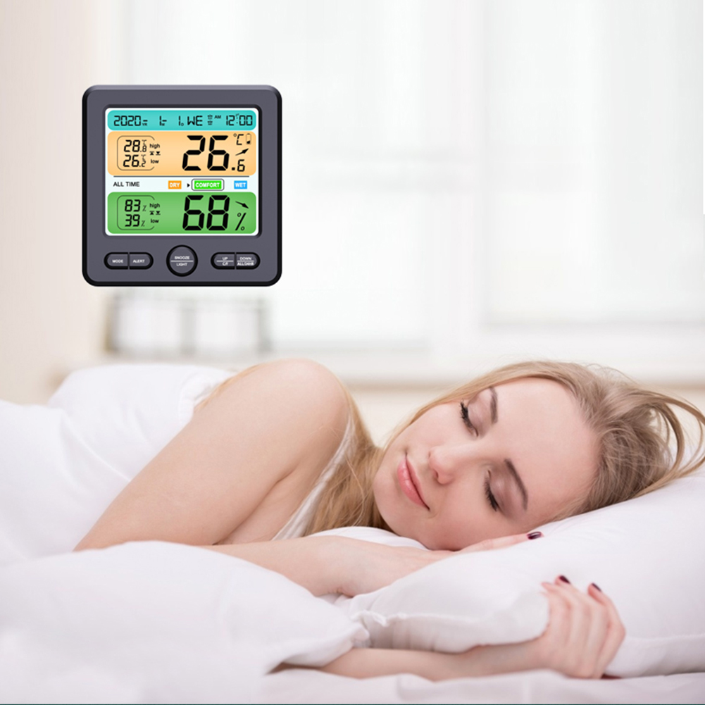 Electronic Digital Display Alarm Clock Thermometer Hygrometer for Household, Black, 501 Original
Electronic Digital Display Alarm Clock Thermometer Hygrometer for Household, Black, 501 Original