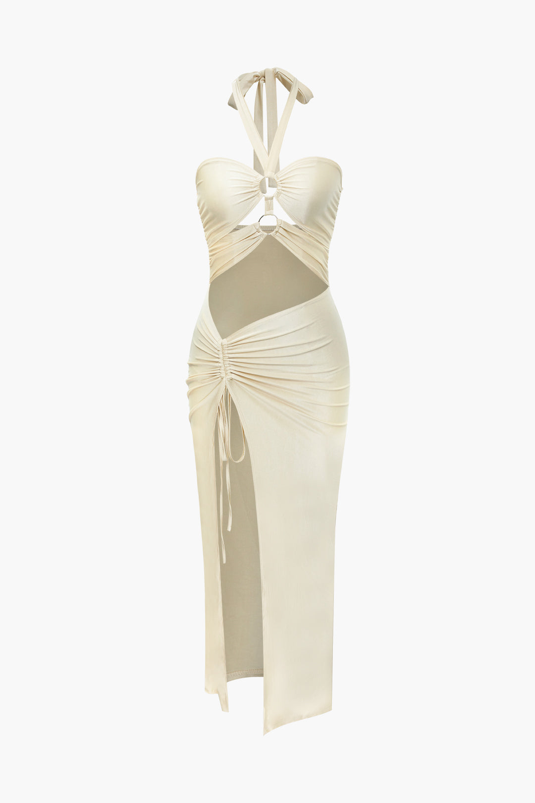 Cutout Drawstring Slit Dress