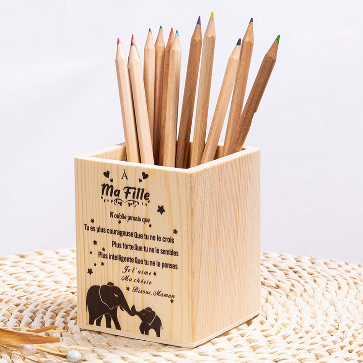 A Ma Fille - Porte-stylos en bois support multi-usages Jessemade FR
