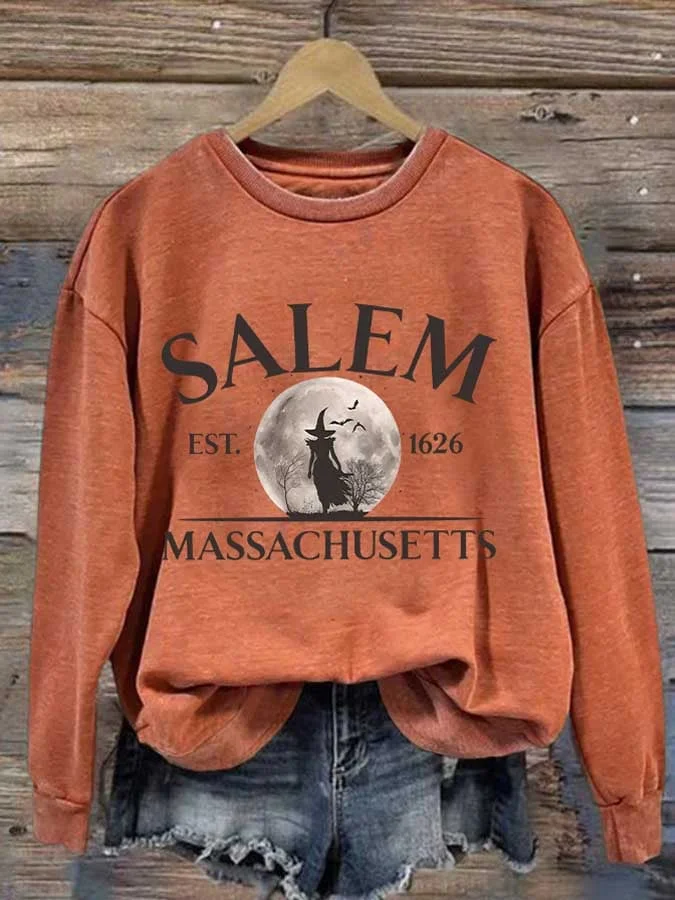 Women's Salam Massachusetts Print Round Neck Sweatshirt socialshop