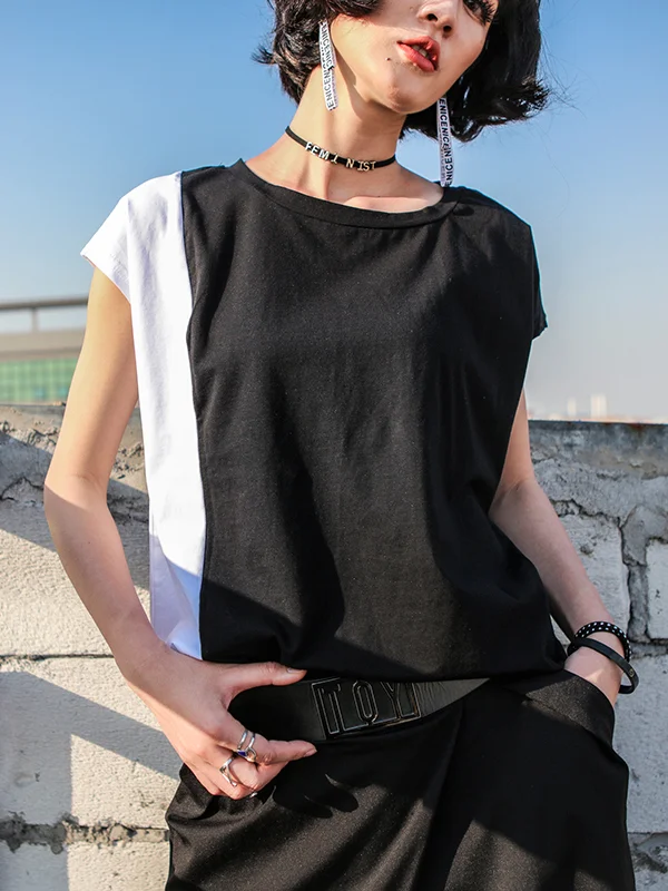 Minimalist Black&White Contrast Colors Raglan Sleeve T-Shirt