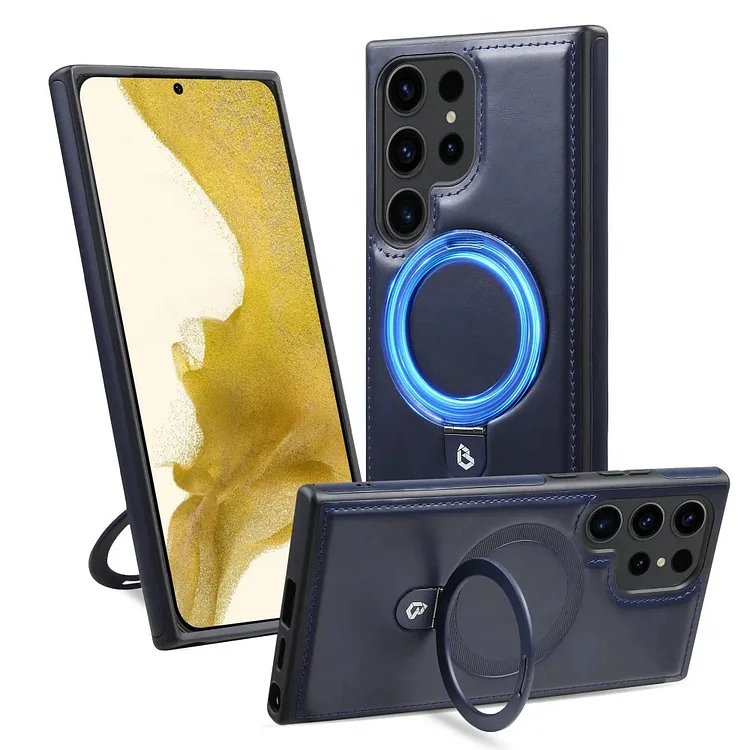 Luxury Leather Stand Magnetic Phone Case for Samsung