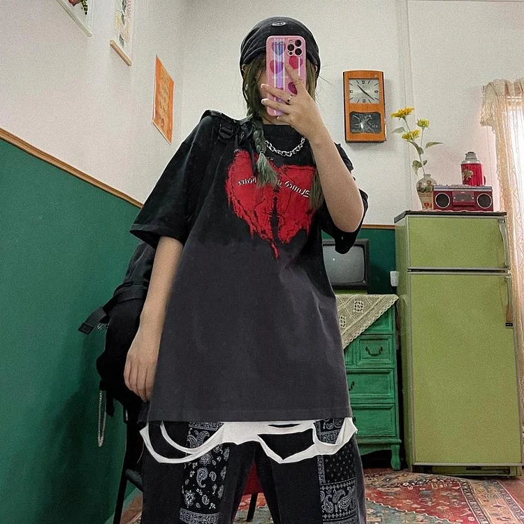 Korean Fashion Loose Short-sleeved T-shirt TK195
