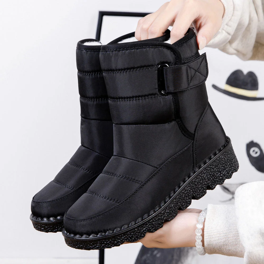 Smiledeer New autumn and winter women's striped Velcro casual snow boots