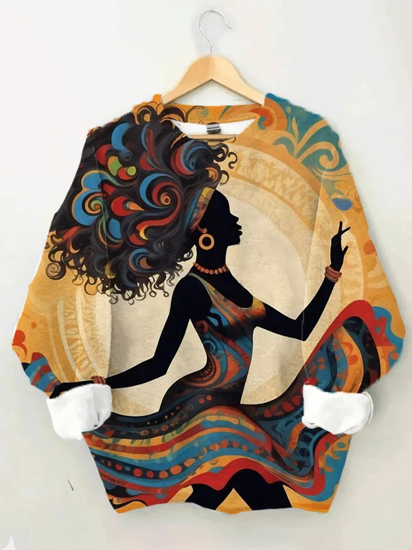 Women's Tribe Black Woman Art Print Casual Sweatshirt