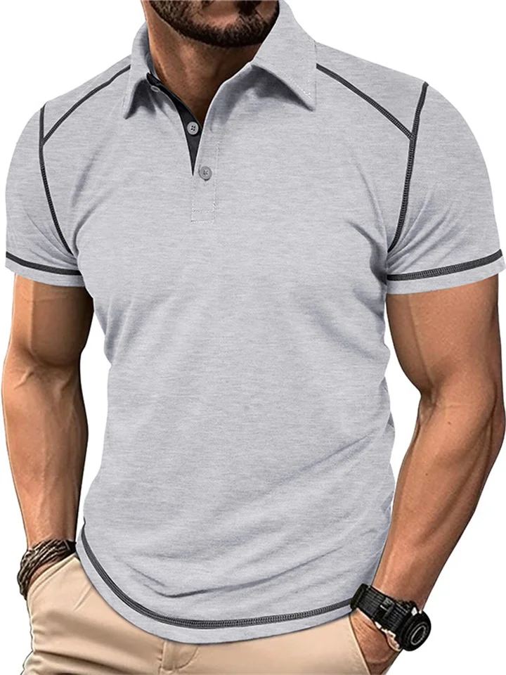 New Summer Men's Short-sleeved Polo Shirt Men's Colorful Lapel Slim Polo Shirt-JRSEE