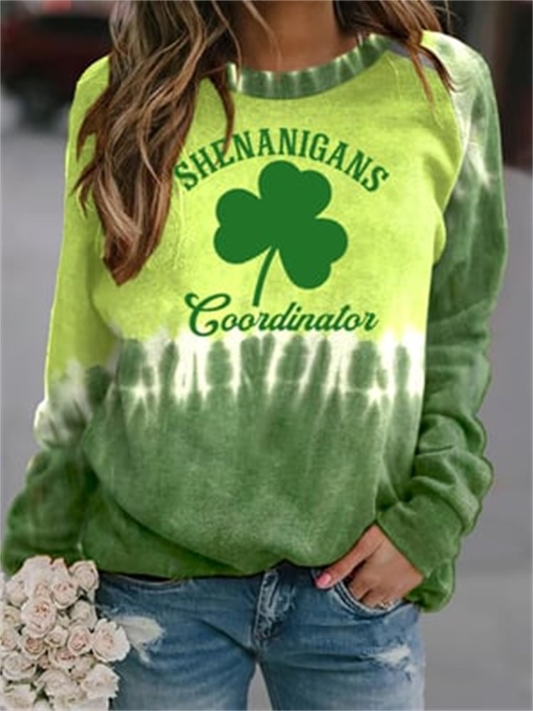Comstylish Shenanigans Coordinator Clover Print Sweatshirt