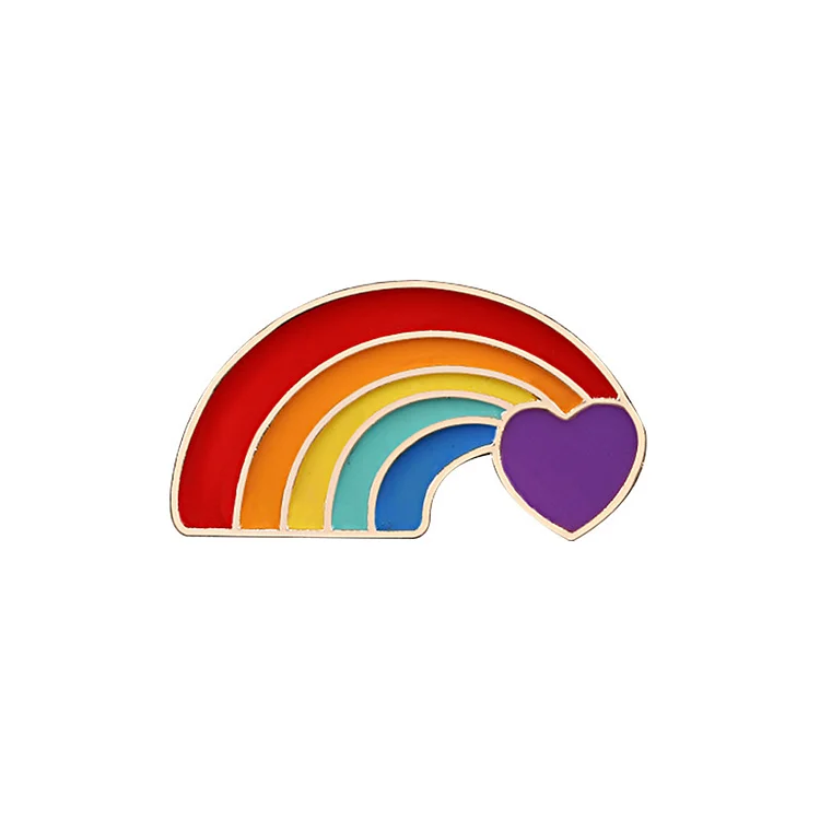 Rainbow Enamel Pin with Heart Love is Love Gay Pride Gifts