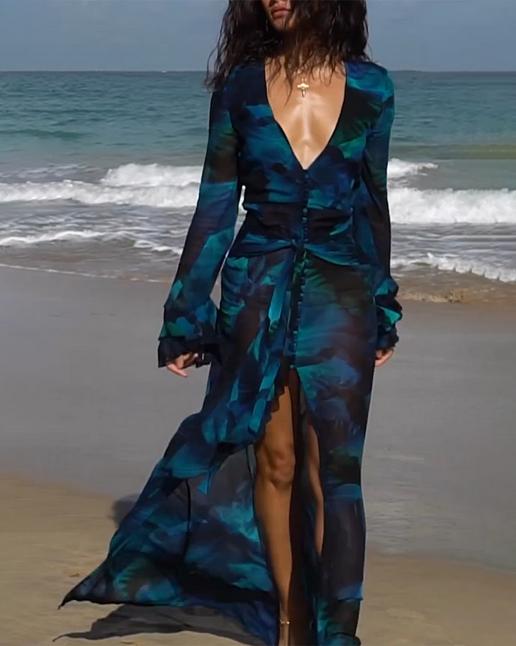 women's printed seaside holiday dress