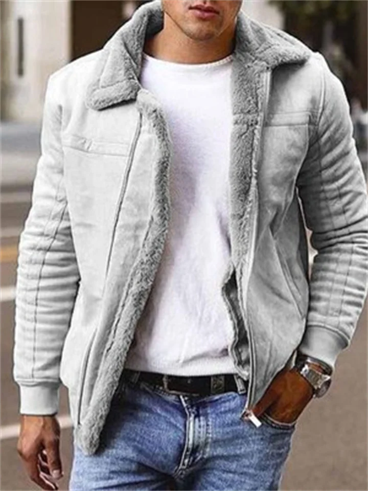 Men's Matte Velvet Solid Color Composite Leather Jacket-JRSEE