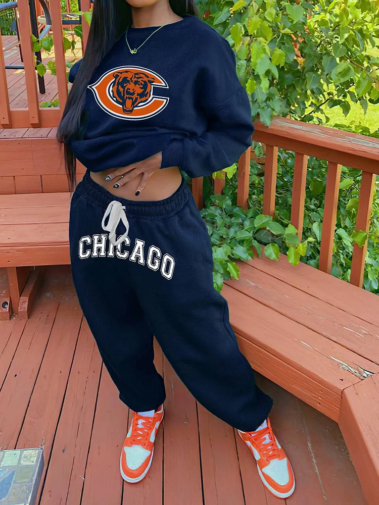 Chicago Bears Sports Sweatshirt Two-Piece Suit