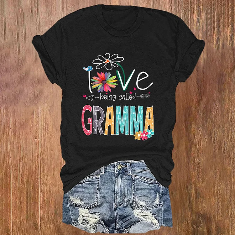 Comstylish Love Being Called Gramma Print Casual T-Shirt