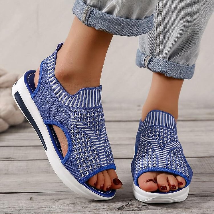 Women's Casual Athletic Flyknit Peep Toe Sandals