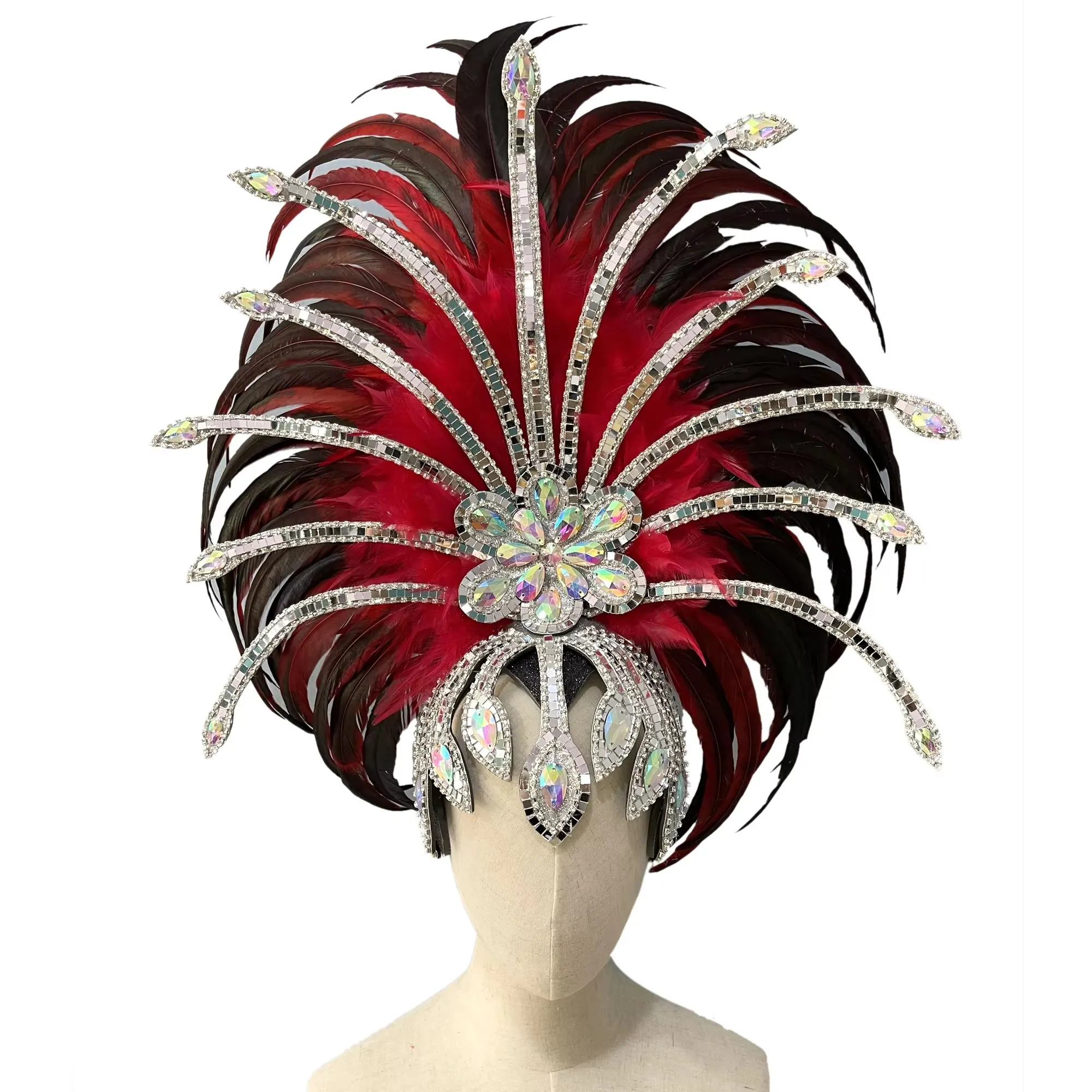 VCSHOES Feather headdress samba costume carnival halloween party bar performance hat makeup dance wings parade