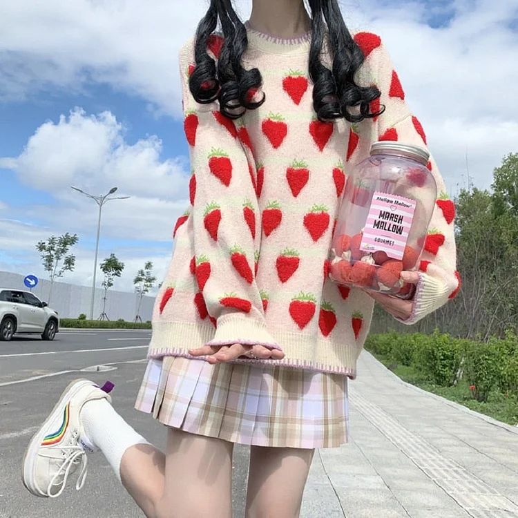 Cute Fruit Peach Strawberry Kawaii Sweater SP17218