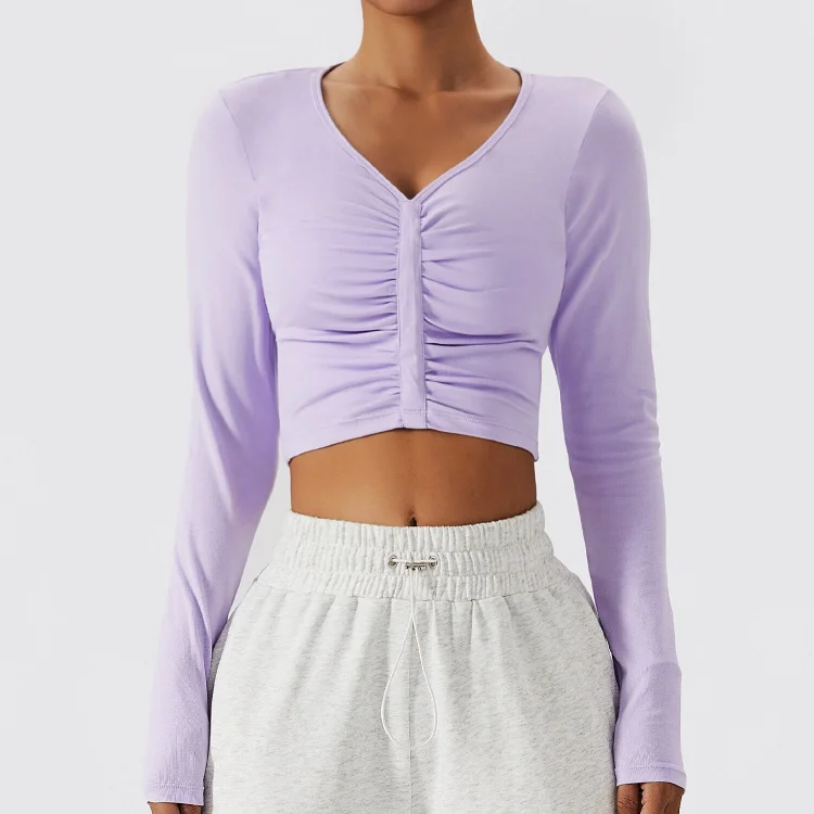 Long Sleeve Crunch Front Yoga Top