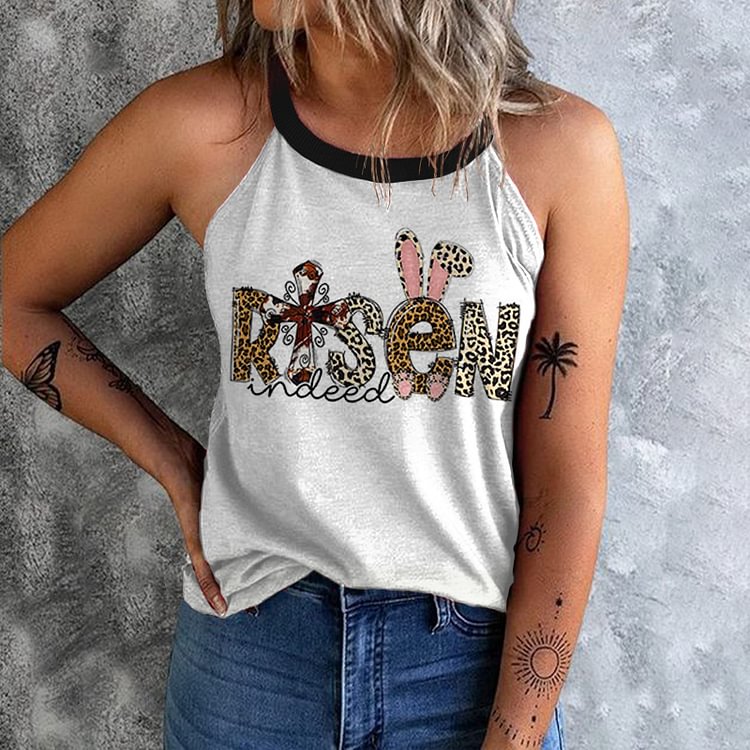 Leopard Happy Easter Print Tank Top