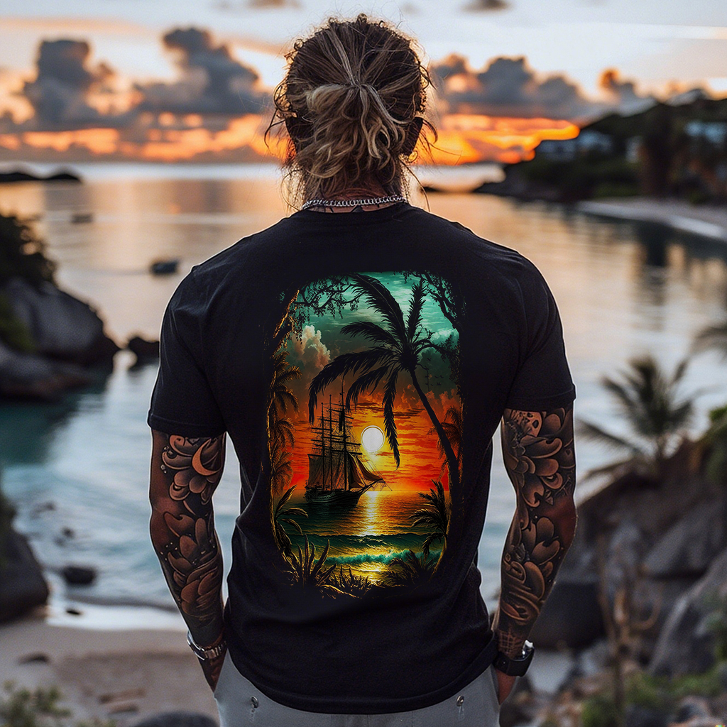 Sunset Sailing Printed Men's T-shirt