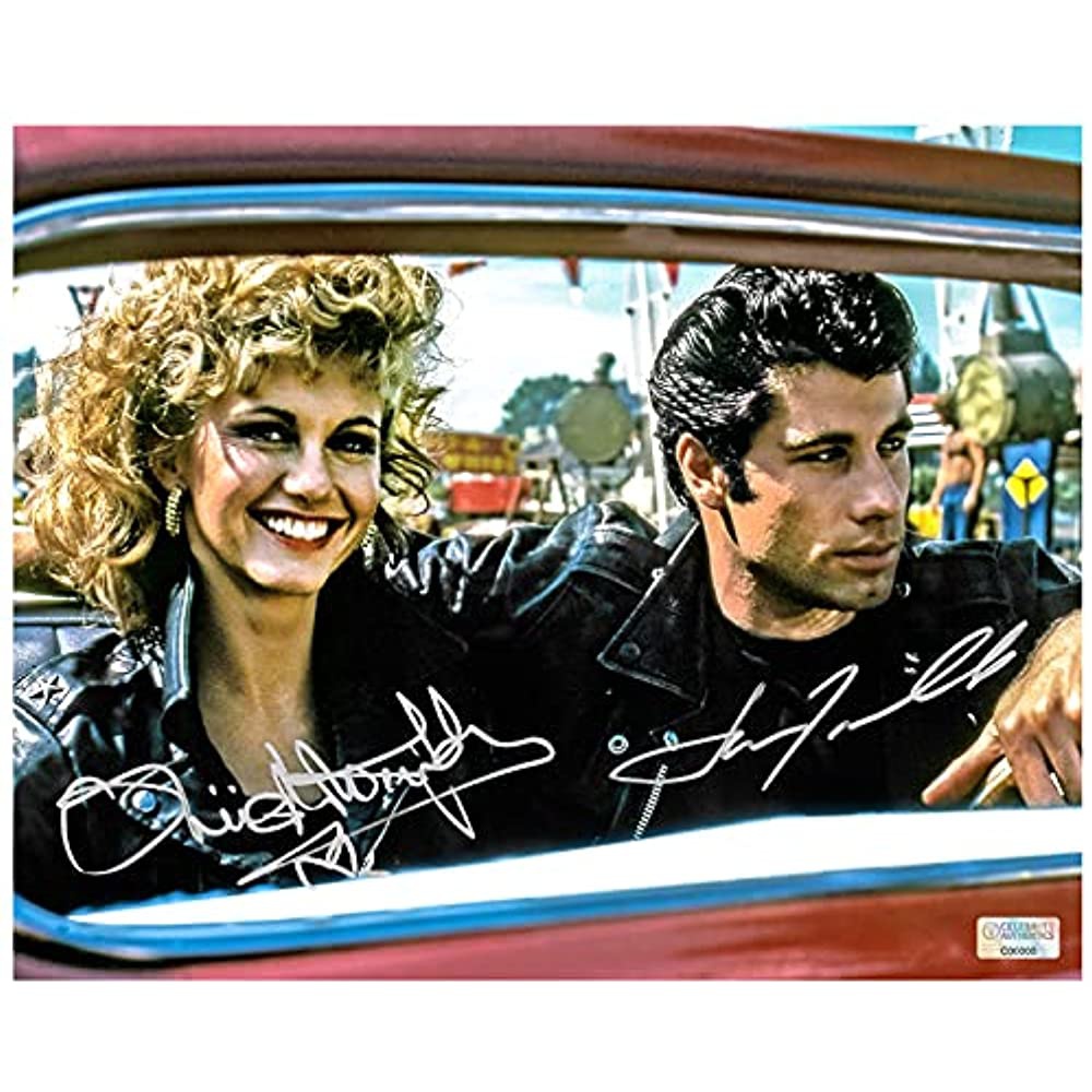 Olivia NewtonJohn & John Travolta Autographed Grease Greased Lightning 8x10 Photo