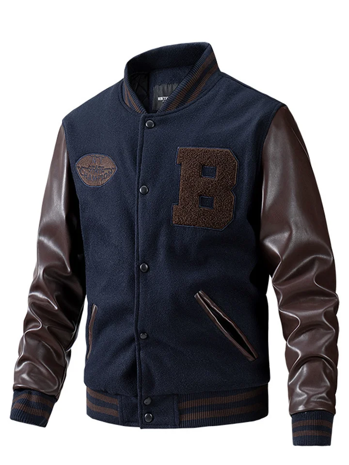 Jacket Men's Fall and Winter Trend of Youth Baseball Suit Jacket Casual Men's Models Embroidery Splicing Men's Clothing