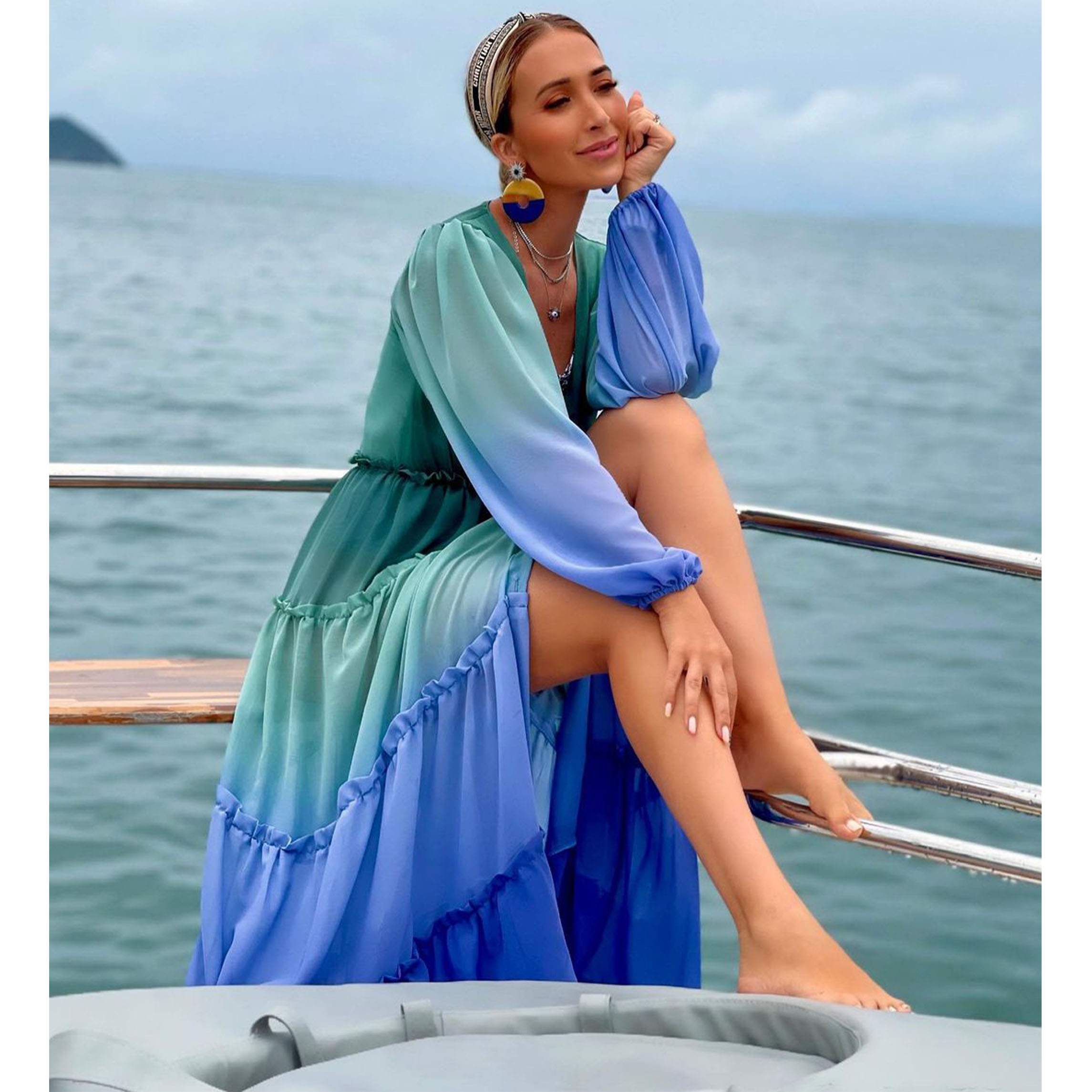 Ombre Printed Beach Holiday Cover Up